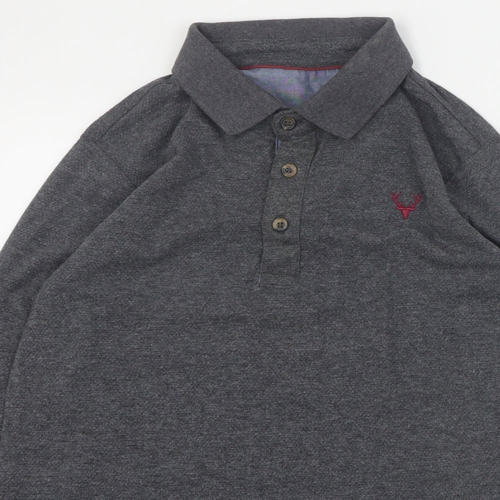 Dunnes Mens Grey  Polyester  Polo Size 34 Collared Button