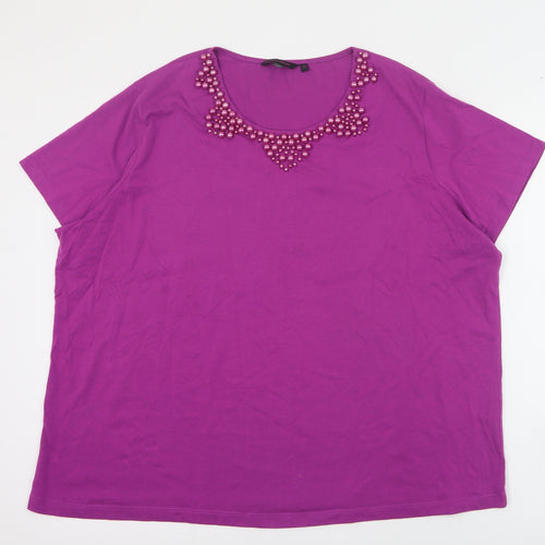 Hudson & Onslow Womens Purple  Polyester Basic T-Shirt Size 24 Round Neck