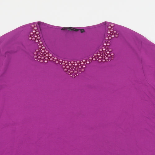 Hudson & Onslow Womens Purple  Polyester Basic T-Shirt Size 24 Round Neck