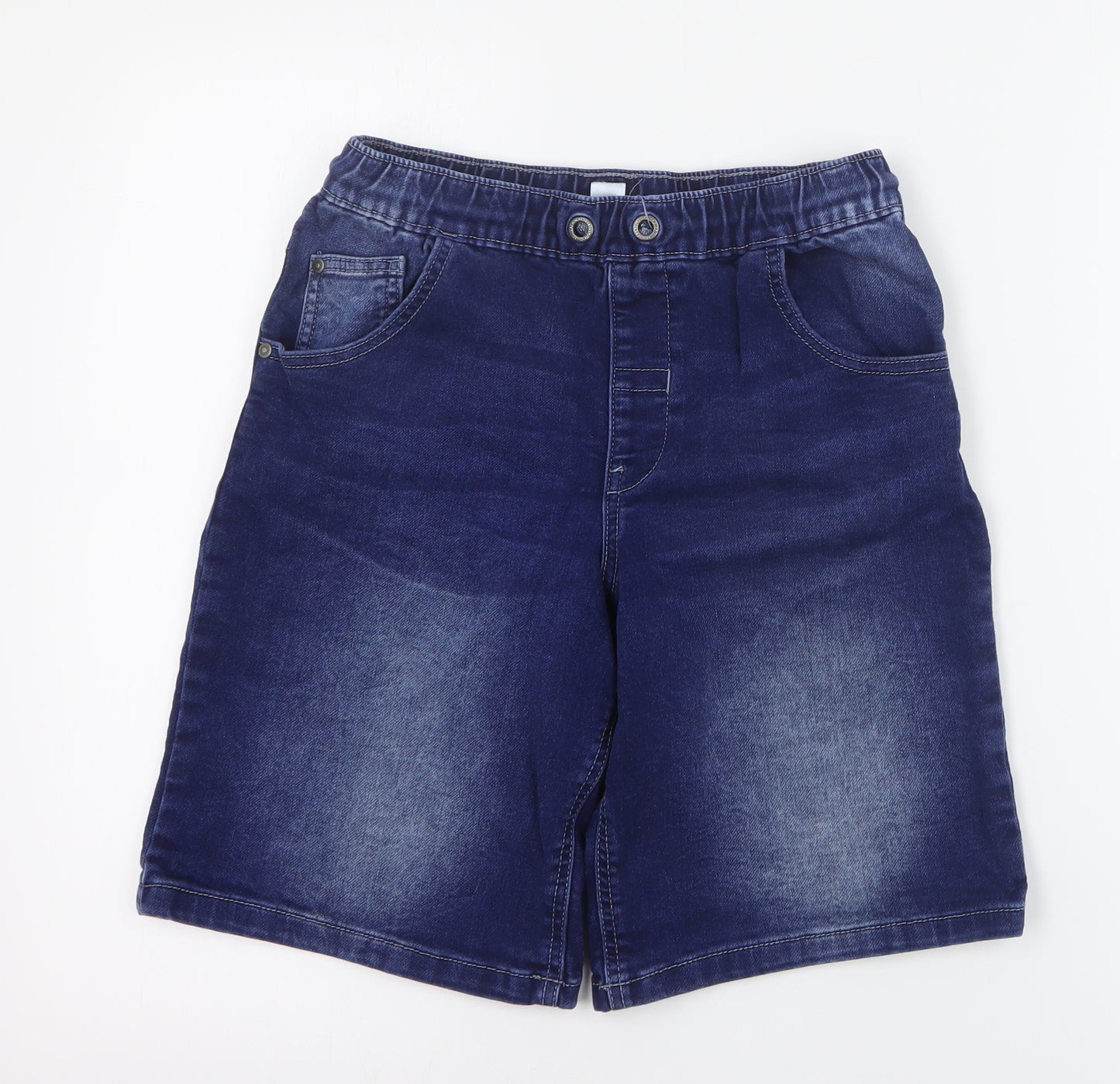 George Boys Blue  Cotton Bermuda Shorts Size 13-14 Years  Regular Zip