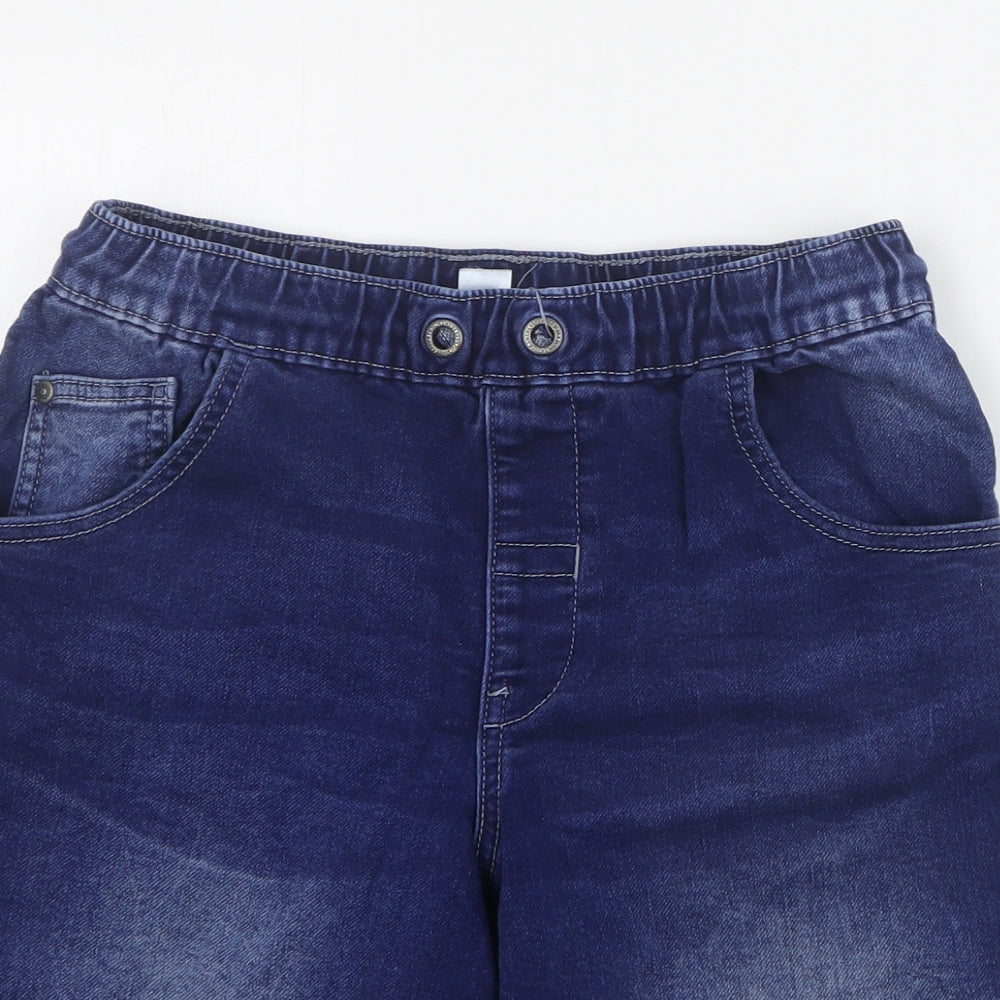 George Boys Blue  Cotton Bermuda Shorts Size 13-14 Years  Regular Zip