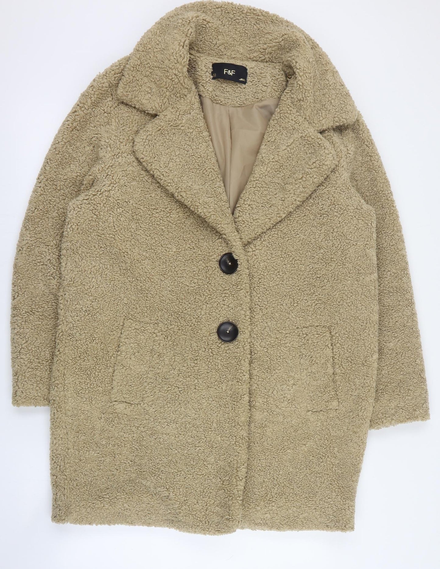 F&F Womens Brown   Overcoat Coat Size 10  Button