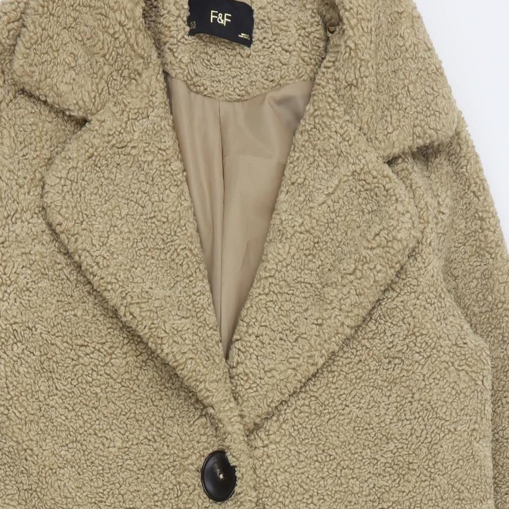 F&F Womens Brown   Overcoat Coat Size 10  Button