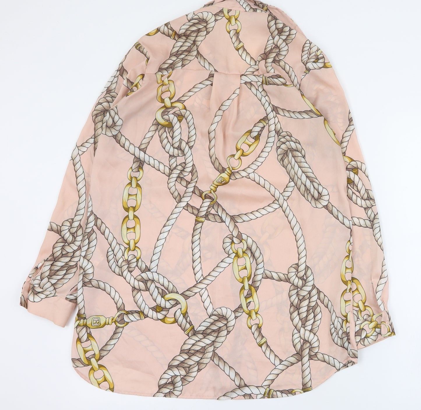 Zara Womens Pink  Polyester Basic Blouse Size S Collared