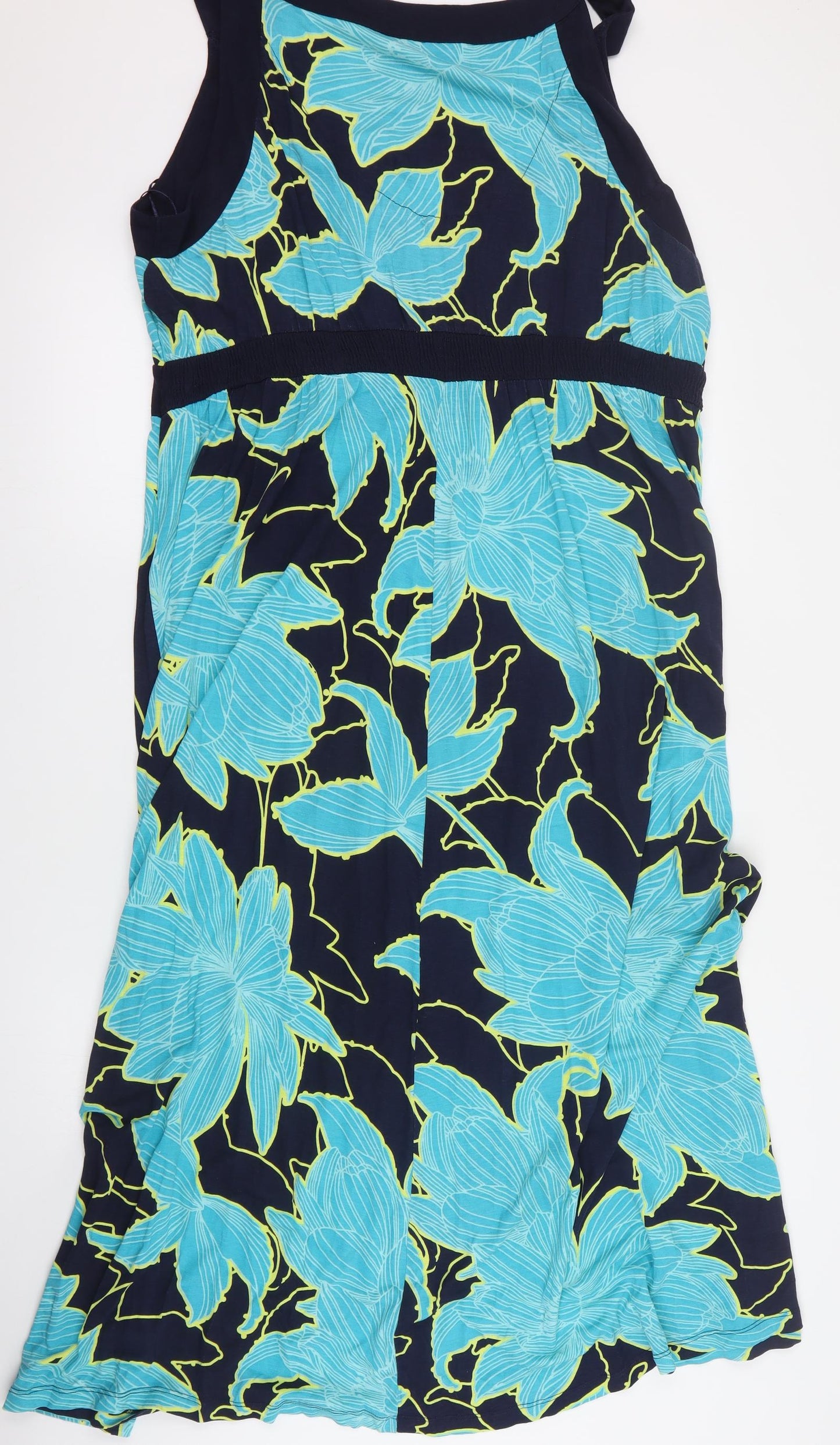 Debenhams Womens Blue Floral Viscose A-Line  Size 20  Round Neck Pullover