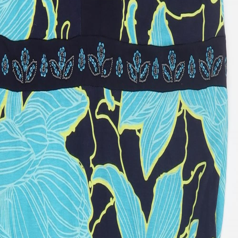 Debenhams Womens Blue Floral Viscose A-Line  Size 20  Round Neck Pullover