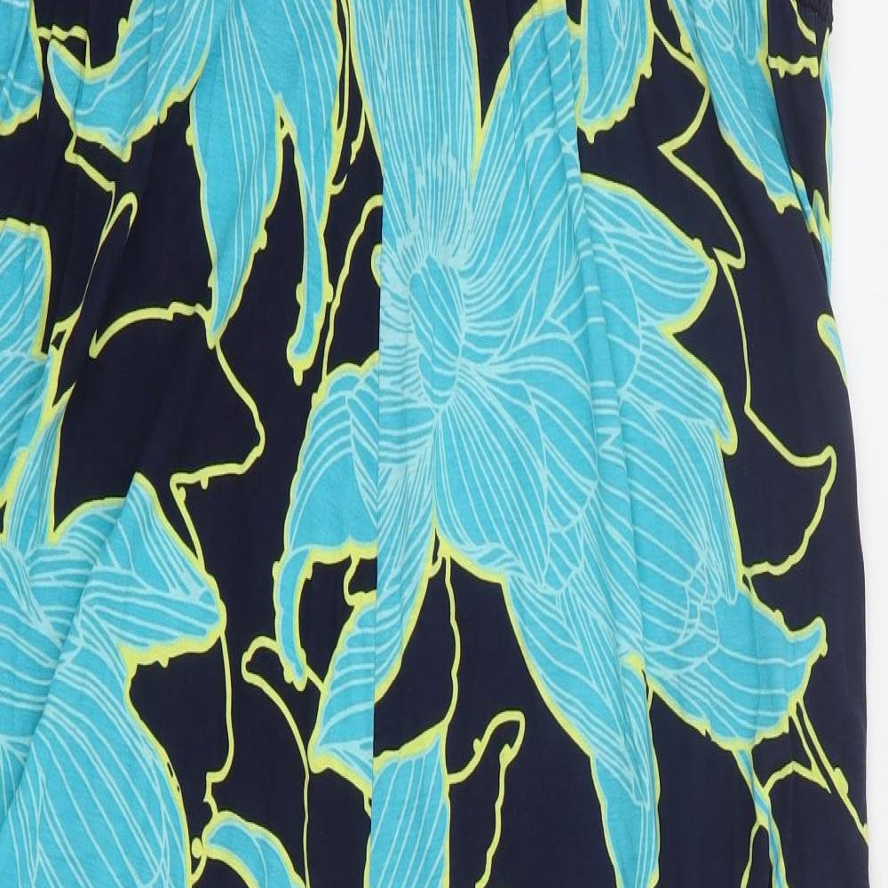 Debenhams Womens Blue Floral Viscose A-Line  Size 20  Round Neck Pullover