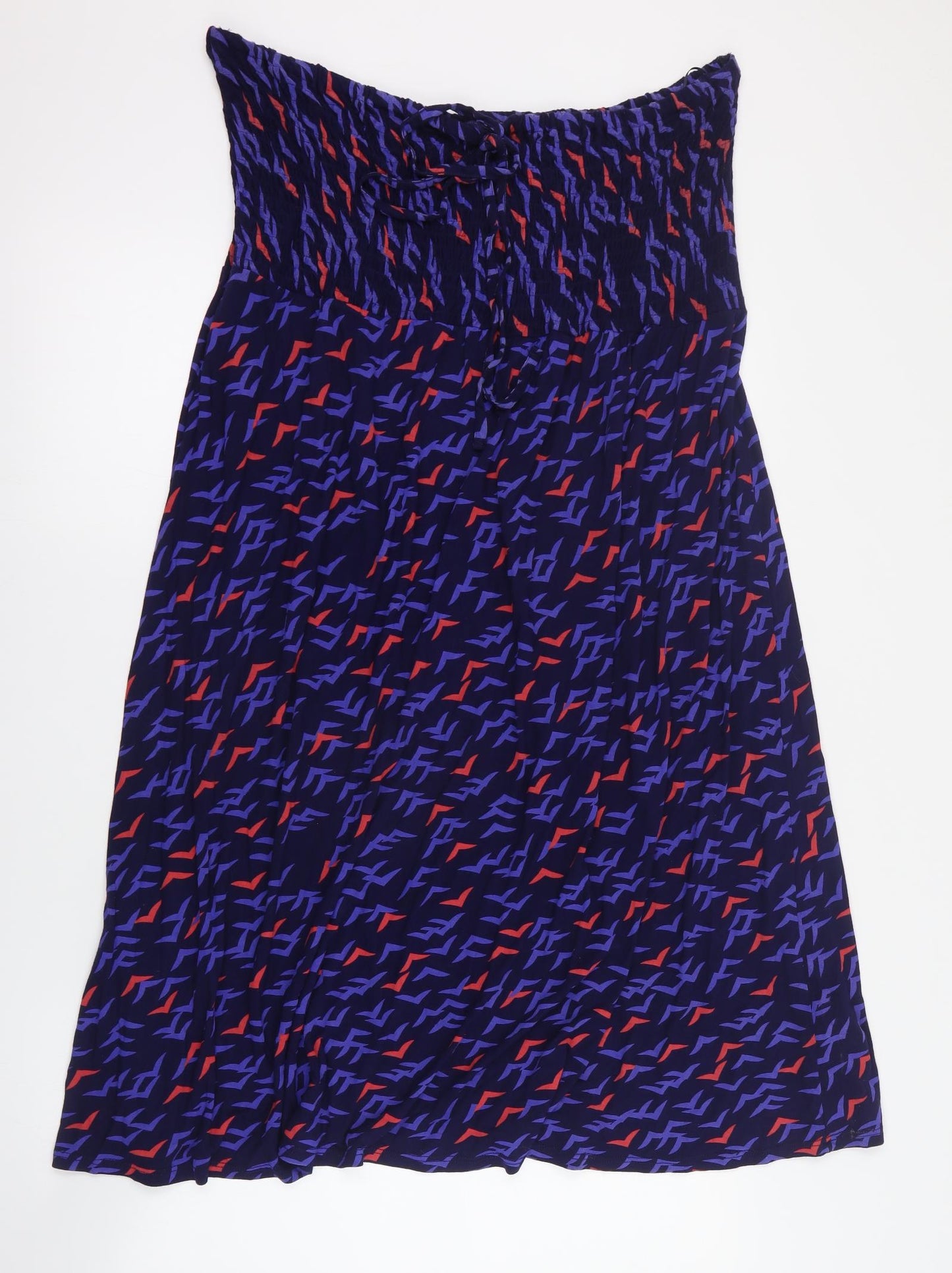 BHS Womens Blue Geometric Viscose A-Line  Size XL  Off the Shoulder Pullover