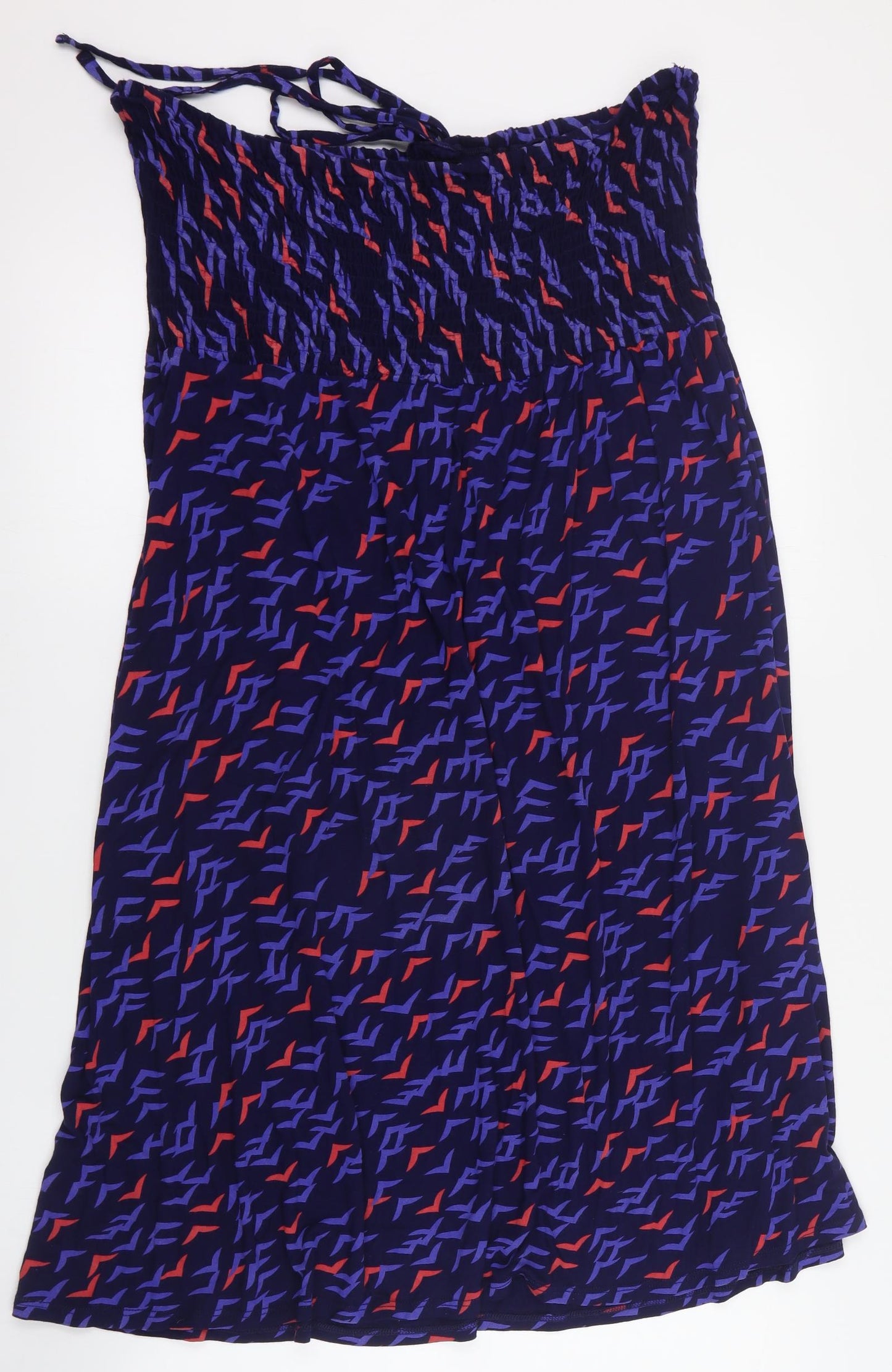 BHS Womens Blue Geometric Viscose A-Line  Size XL  Off the Shoulder Pullover