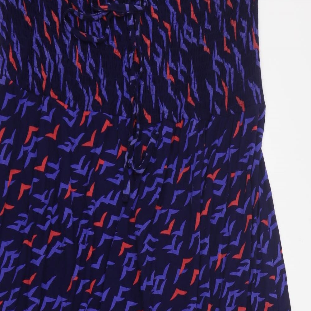 BHS Womens Blue Geometric Viscose A-Line  Size XL  Off the Shoulder Pullover