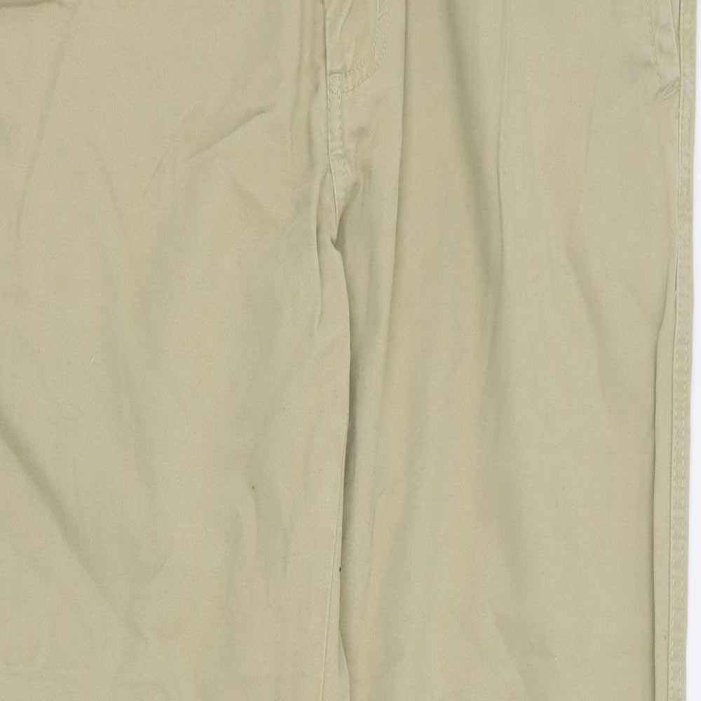 Denim & Co Mens Beige  Cotton Chino Trousers Size 36 in L32 in Regular Zip