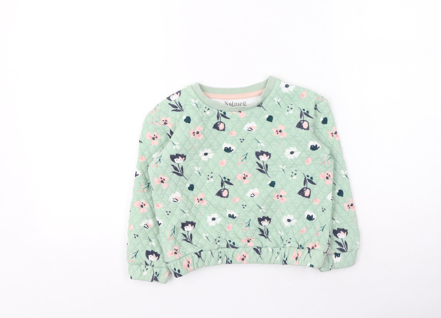 Nutmeg  Girls Multicoloured Floral Cotton Pullover Sweatshirt Size 5-6 Years