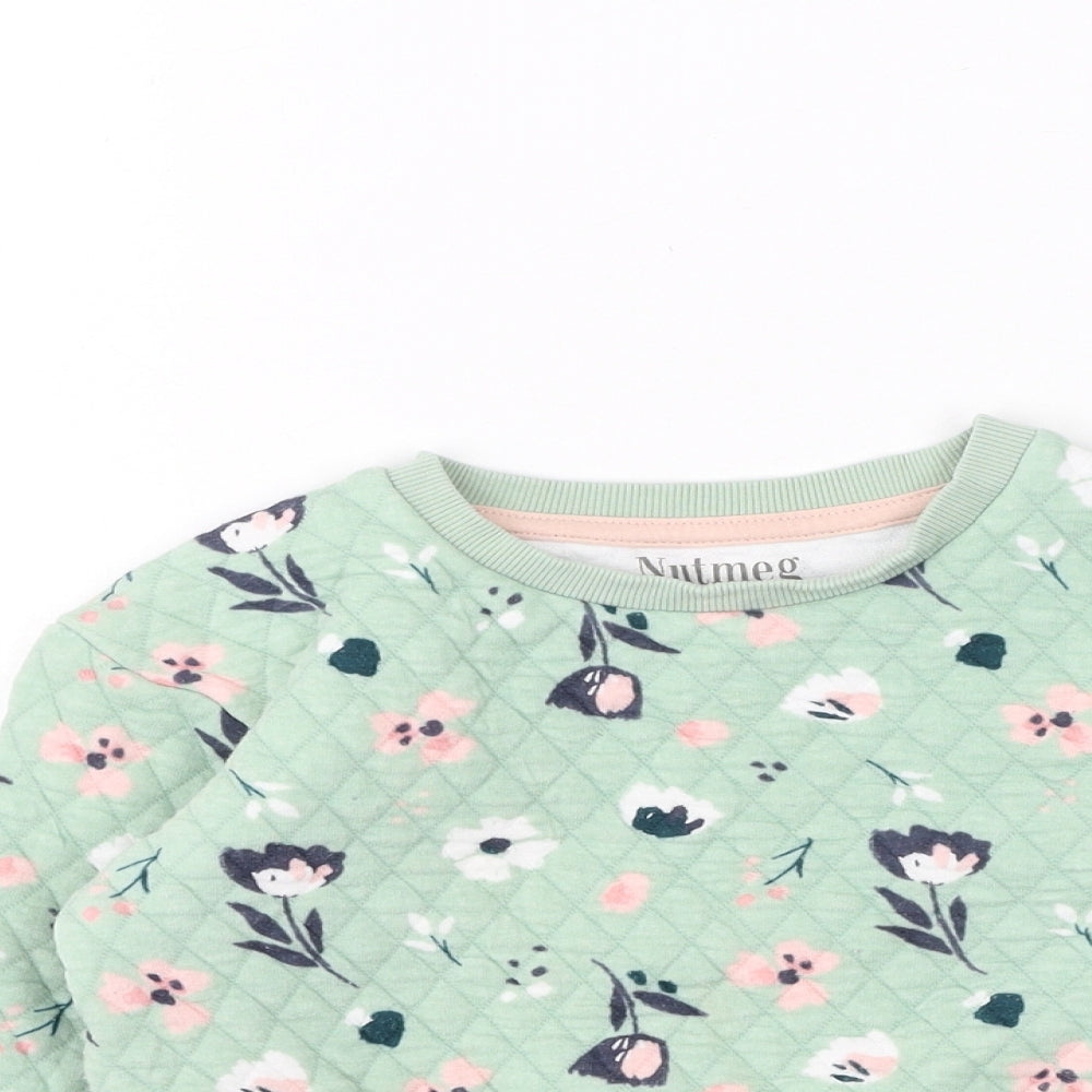 Nutmeg  Girls Multicoloured Floral Cotton Pullover Sweatshirt Size 5-6 Years