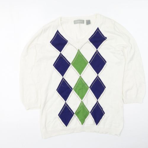 Liz Claiborne Womens Multicoloured  Cotton Pullover Sweatshirt Size M