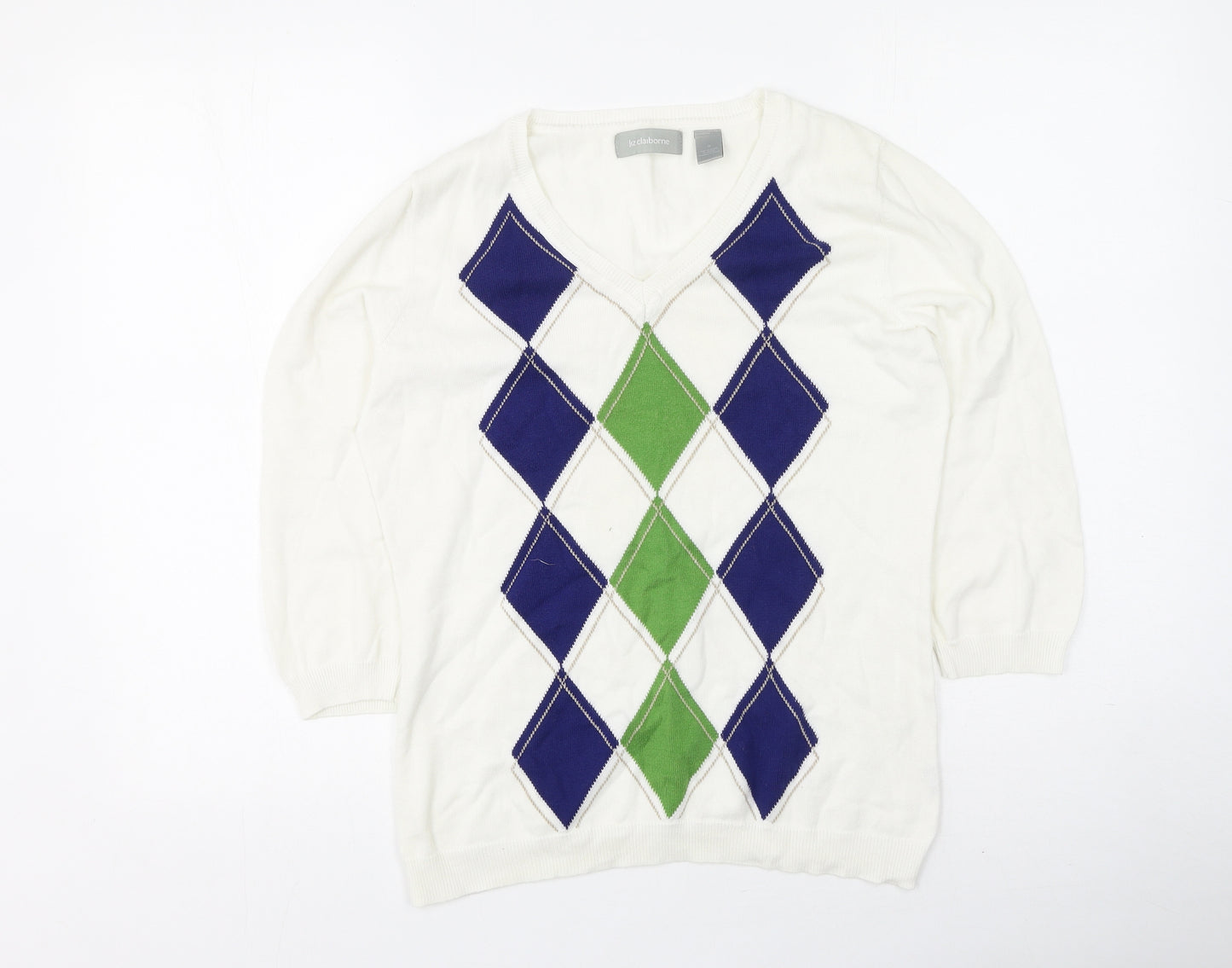 Liz Claiborne Womens Multicoloured  Cotton Pullover Sweatshirt Size M