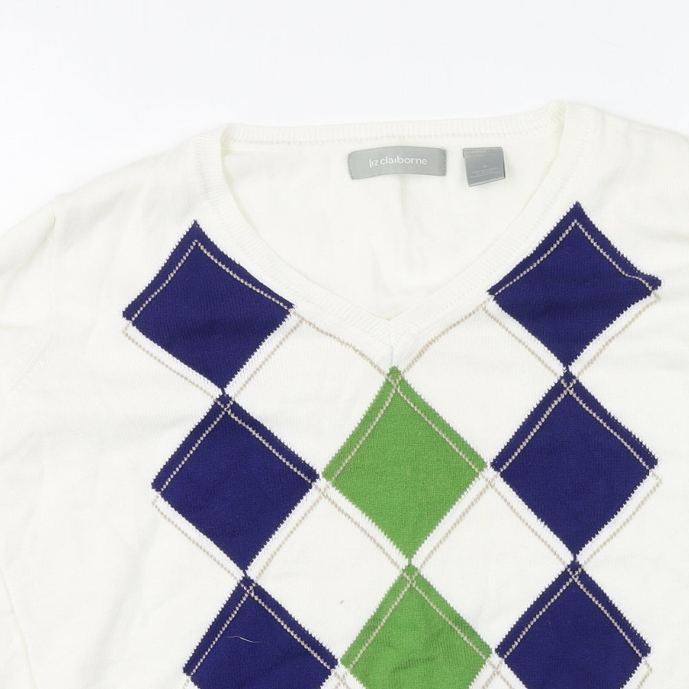 Liz Claiborne Womens Multicoloured  Cotton Pullover Sweatshirt Size M