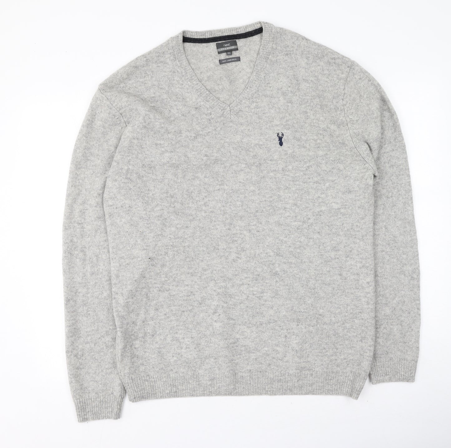 Next  Mens Grey Round Neck  Wool Pullover Jumper Size XL
