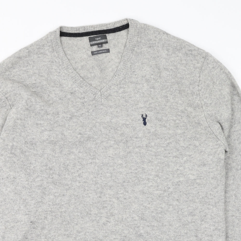 Next  Mens Grey Round Neck  Wool Pullover Jumper Size XL