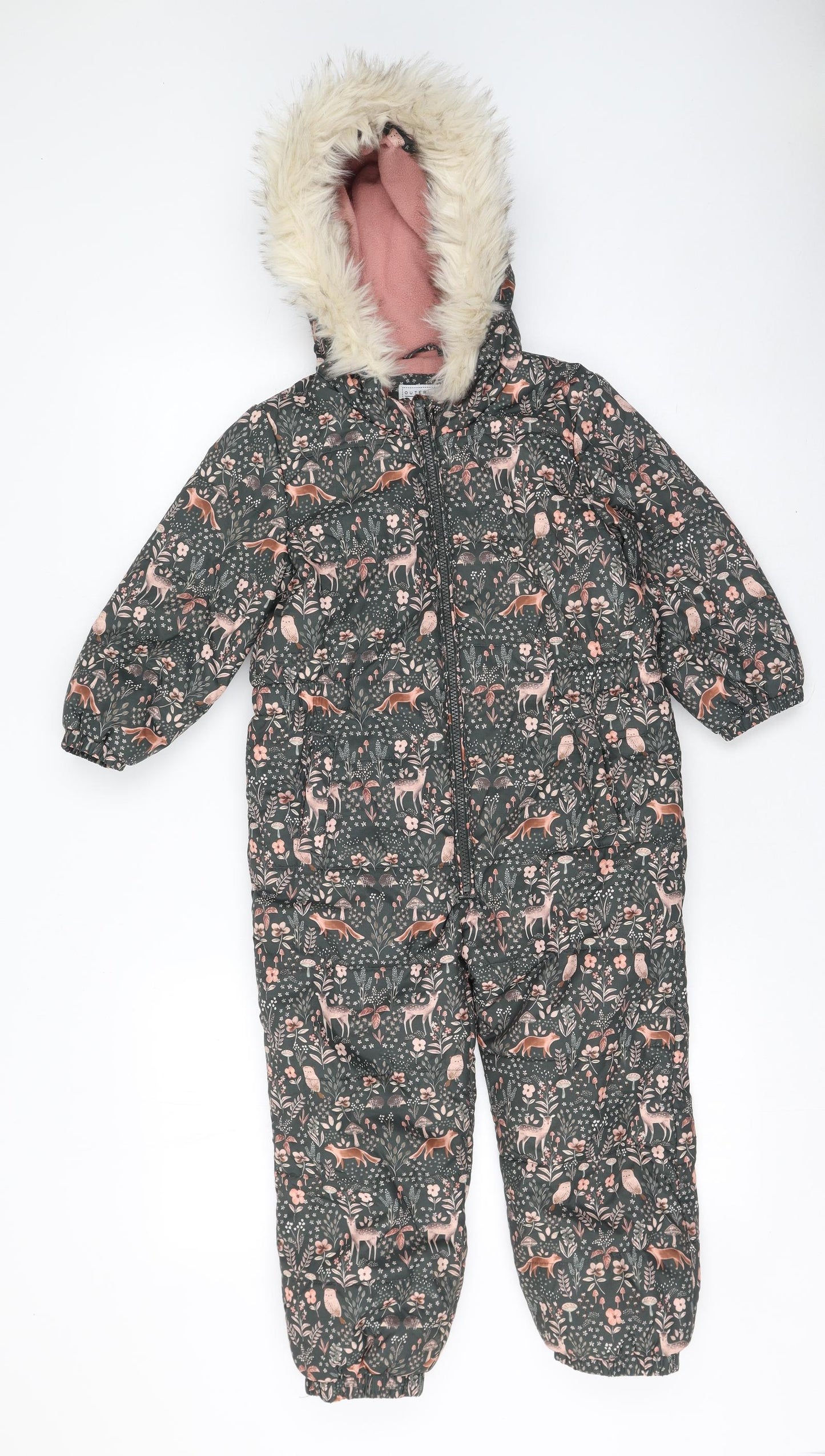 TU Girls Multicoloured Floral  Basic Coat Snowsuit Size 5-6 Years