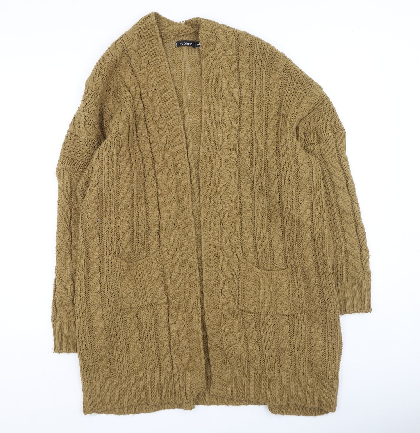 Boohoo Womens Brown Round Neck  Acrylic Cardigan Jumper Size S