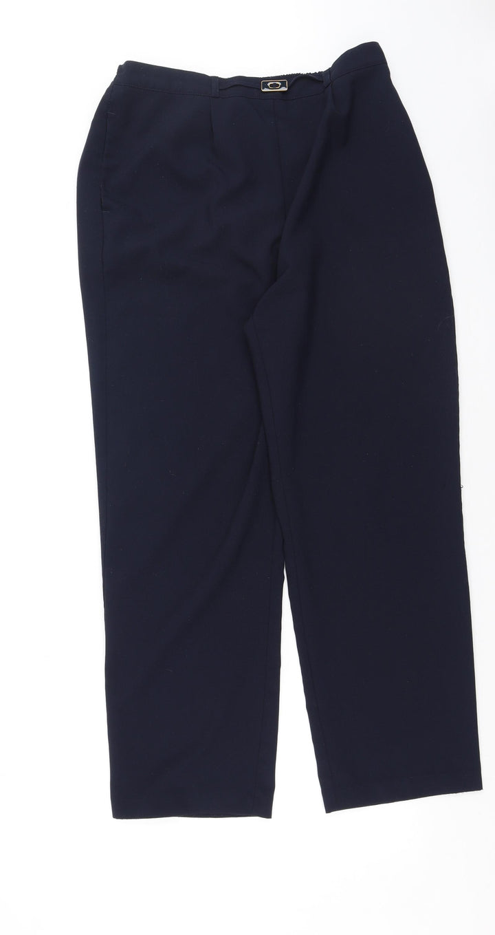 BM Womens Blue Polyester Trousers Size 14 L26 in Regular