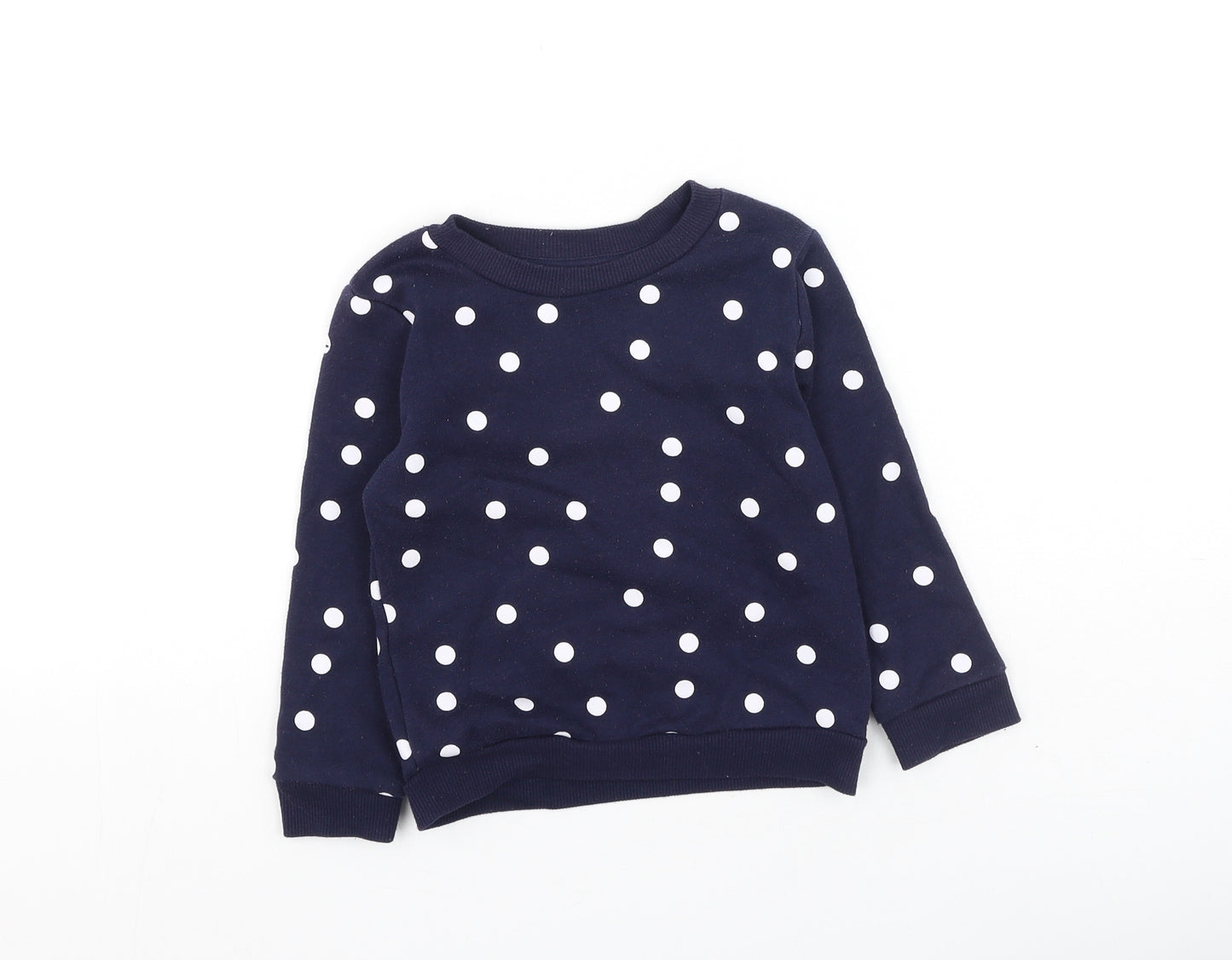 Primark  Girls Blue Spotted Cotton Pullover Sweatshirt Size 2 Years