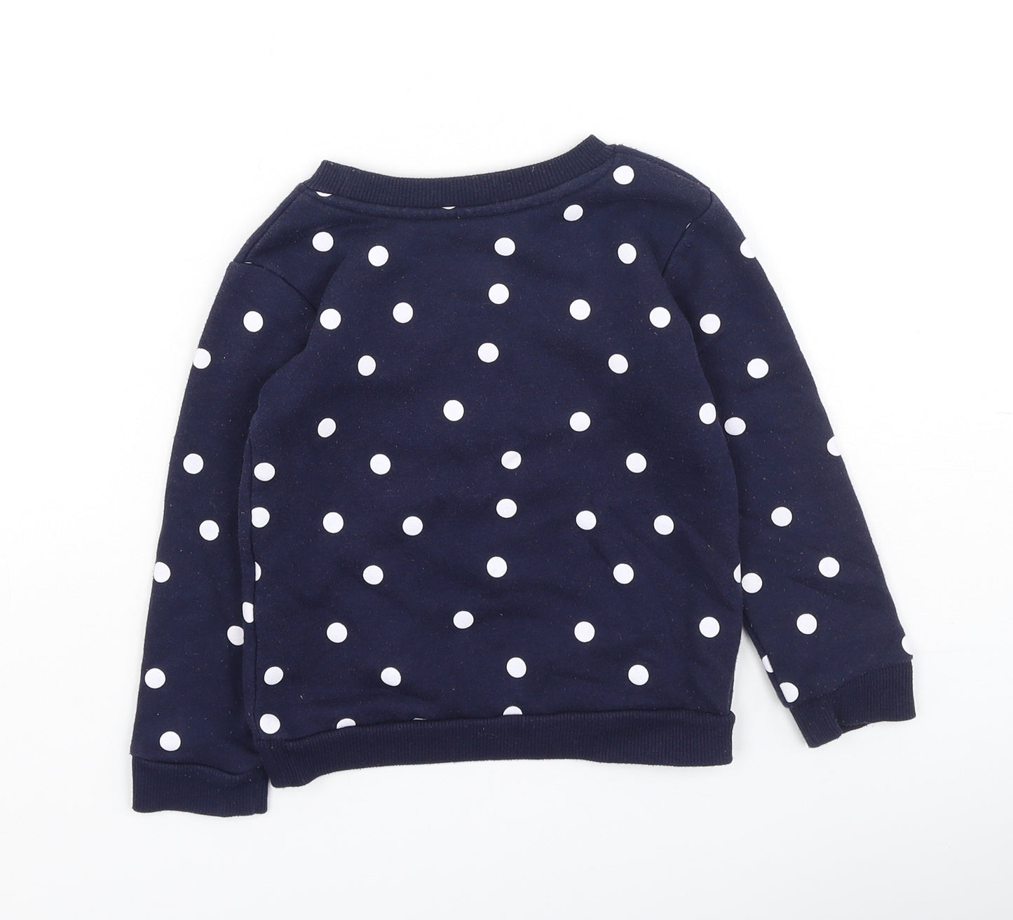 Primark  Girls Blue Spotted Cotton Pullover Sweatshirt Size 2 Years