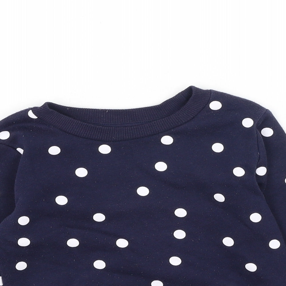 Primark  Girls Blue Spotted Cotton Pullover Sweatshirt Size 2 Years