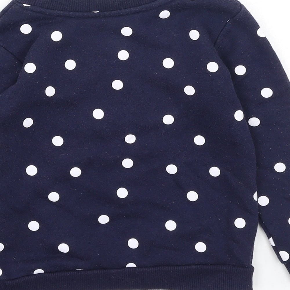 Primark  Girls Blue Spotted Cotton Pullover Sweatshirt Size 2 Years