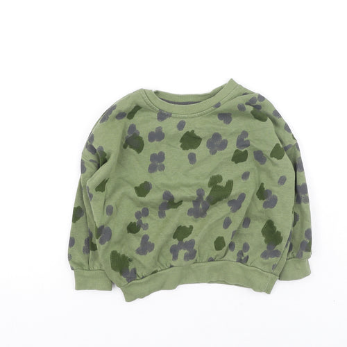 George  Boys Green Camouflage Cotton Pullover Sweatshirt Size 2-3 Years