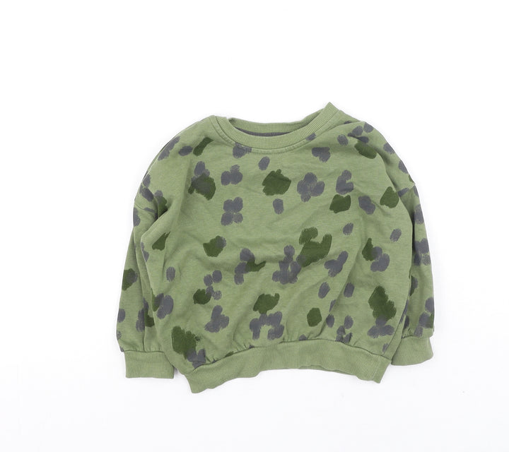 George Boys Green Camouflage Cotton Pullover Sweatshirt Size 2-3 Years