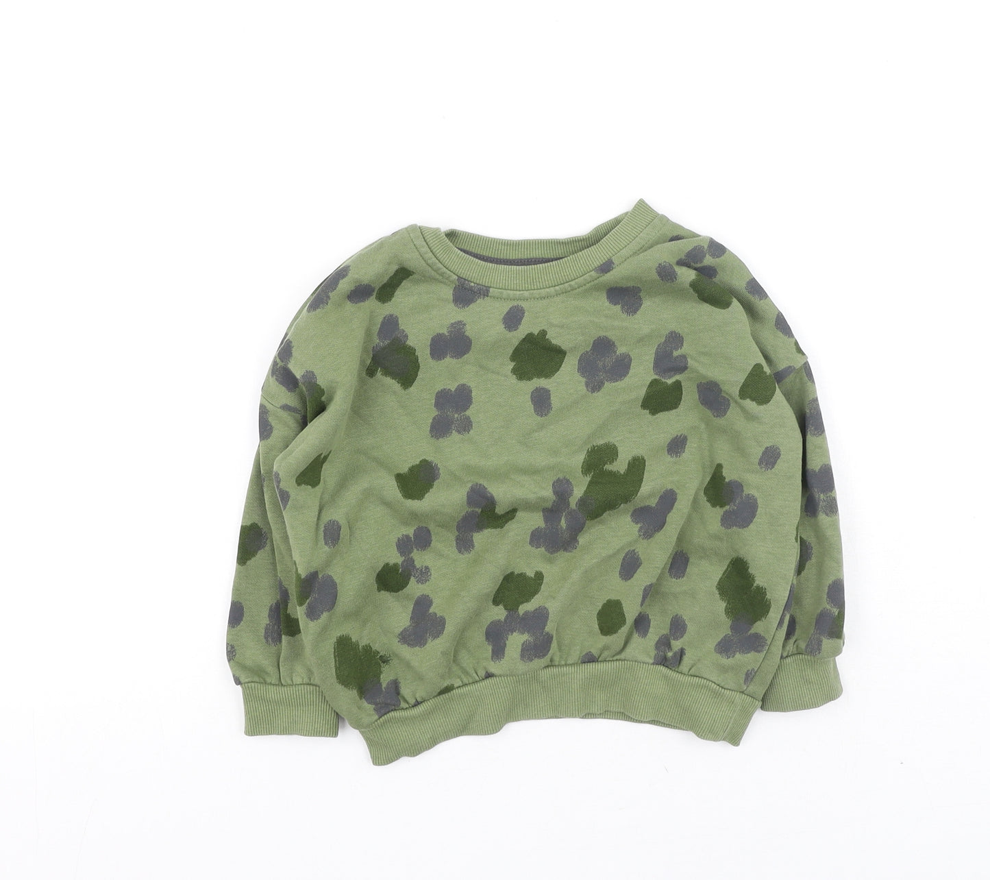 George  Boys Green Camouflage Cotton Pullover Sweatshirt Size 2-3 Years