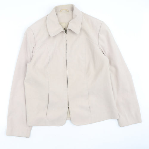 Bonmarché Womens Beige Round Neck  Polyester Full Zip Jumper Size 18