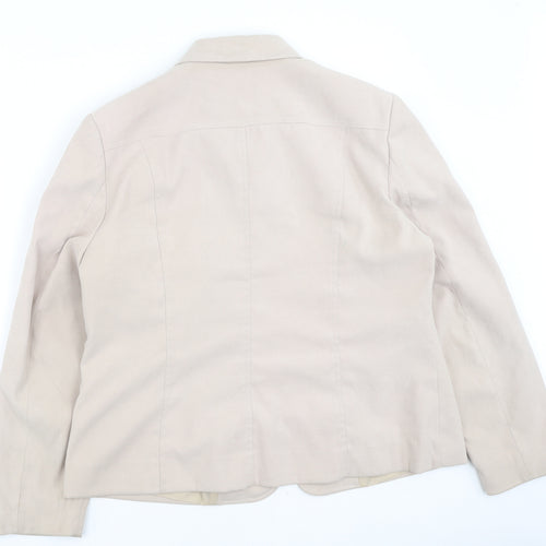 Bonmarché Womens Beige Round Neck  Polyester Full Zip Jumper Size 18