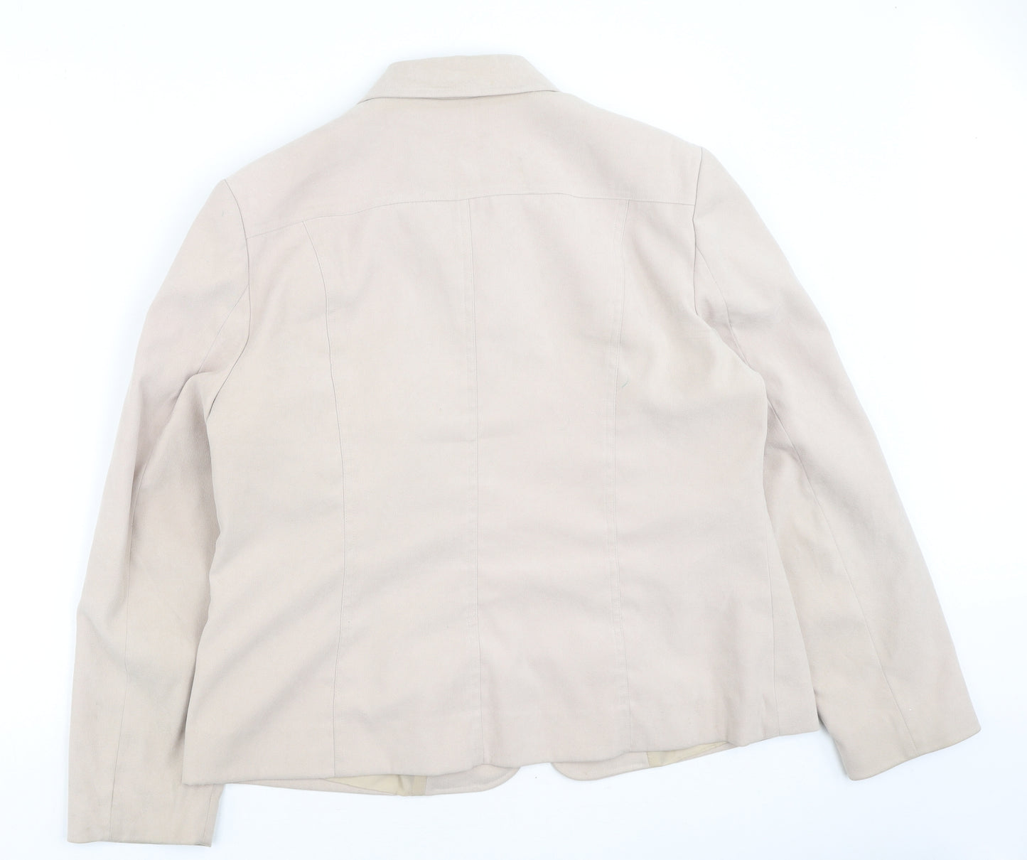 Bonmarché Womens Beige Round Neck  Polyester Full Zip Jumper Size 18