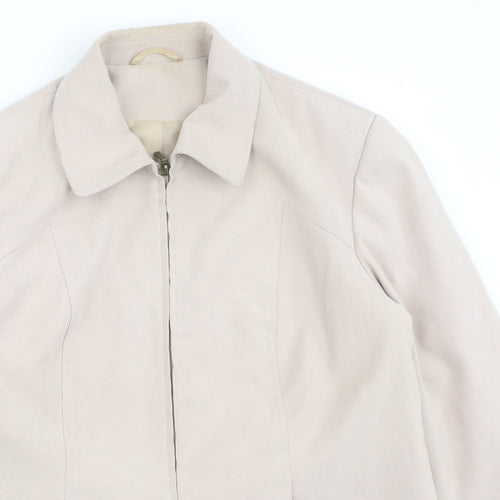 Bonmarché Womens Beige Round Neck  Polyester Full Zip Jumper Size 18