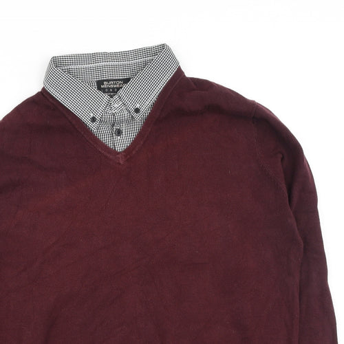 Burton Mens Red  Polyester  Button-Up Size L Collared