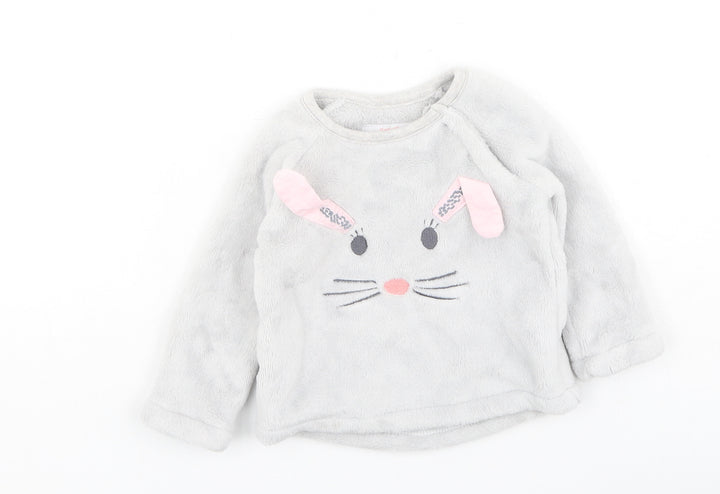F&F Girls Grey Solid Cotton Cami Pyjama Top Size 3-6 Months - Bunnies