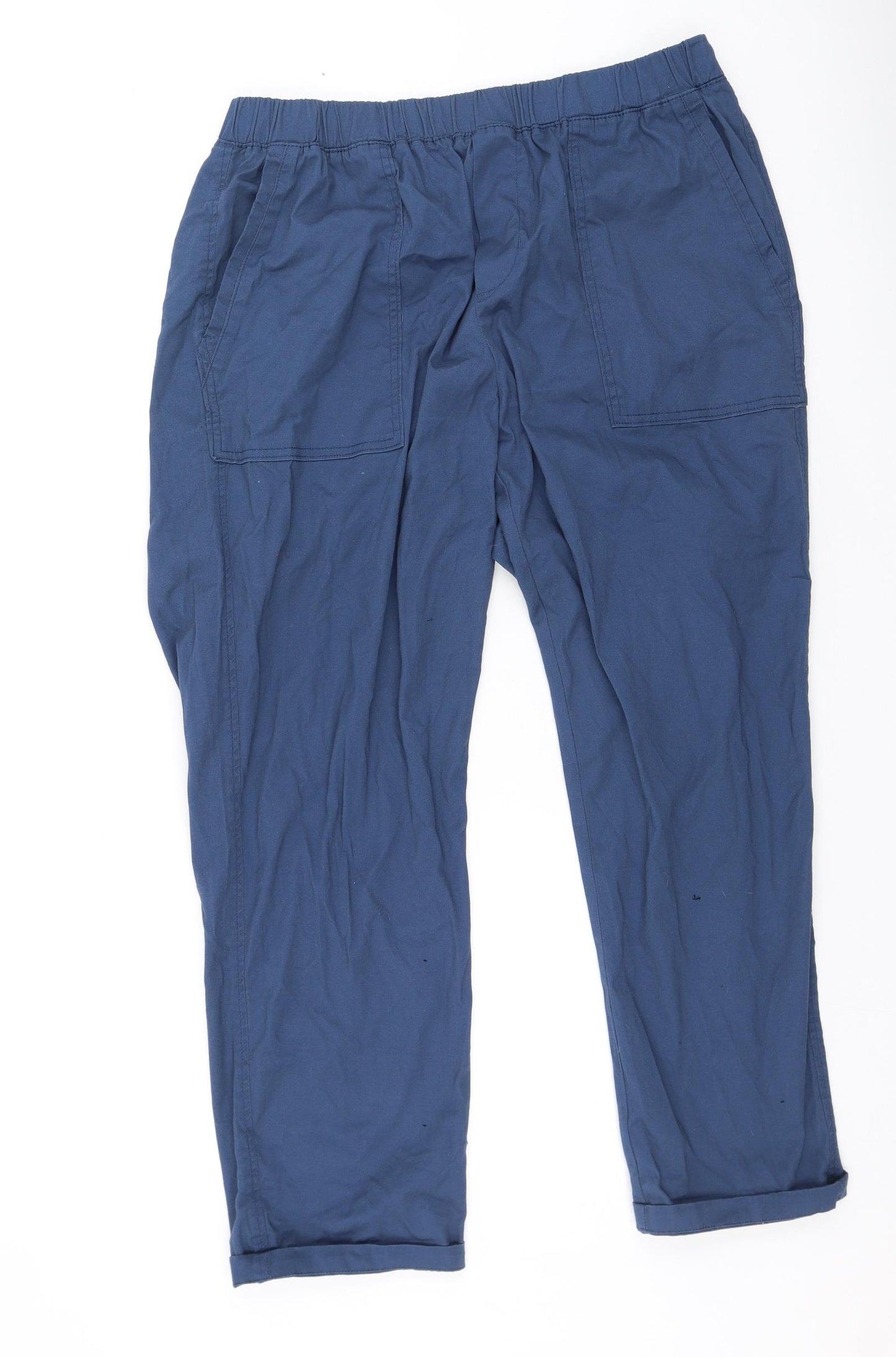 Dunnes Stores Womens Blue  Cotton Trousers  Size L L25 in Regular