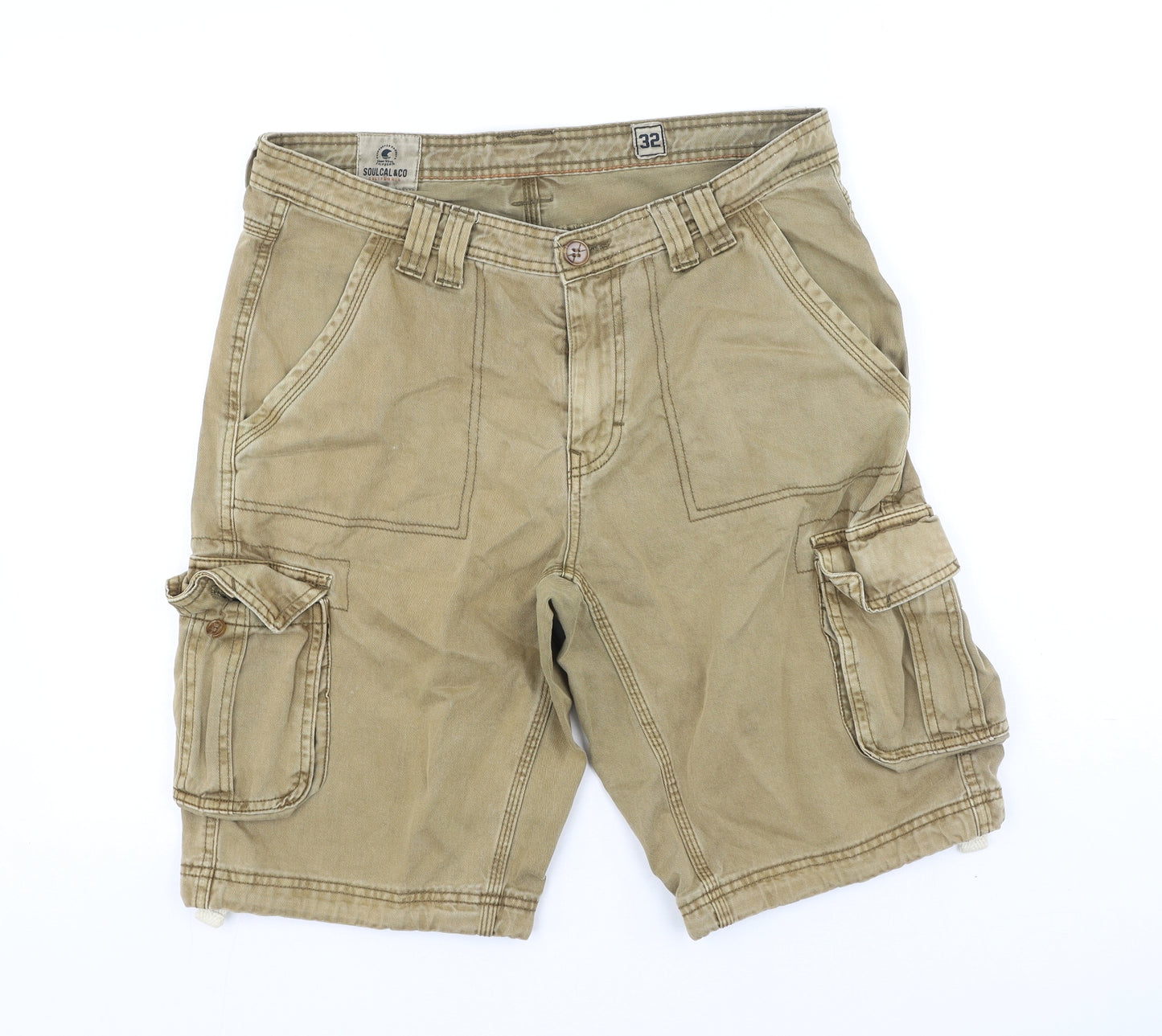 SoulCal&Co Mens Brown  Cotton Cargo Shorts Size 32 in L12 in Regular