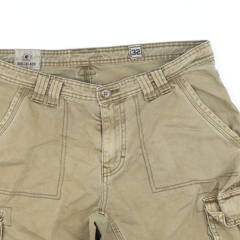 SoulCal&Co Mens Brown  Cotton Cargo Shorts Size 32 in L12 in Regular