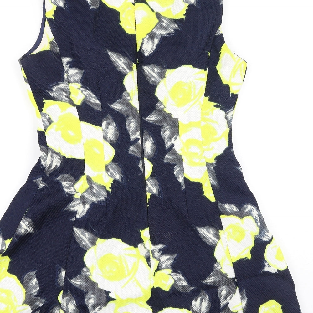 AX Paris Womens Multicoloured Floral Polyester Fit & Flare  Size 10  Boat Neck