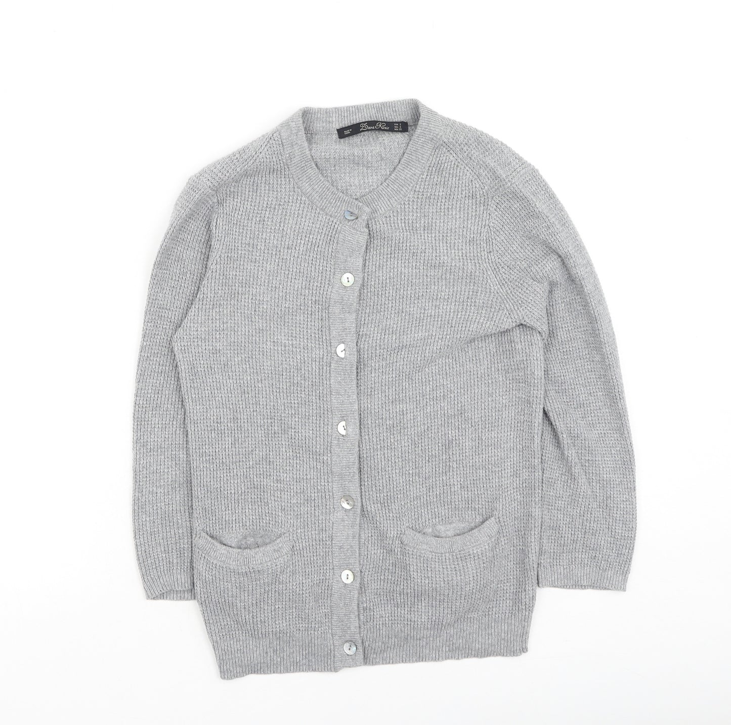 Zara Knit Womens Grey Round Neck  Polyester Cardigan Jumper Size S