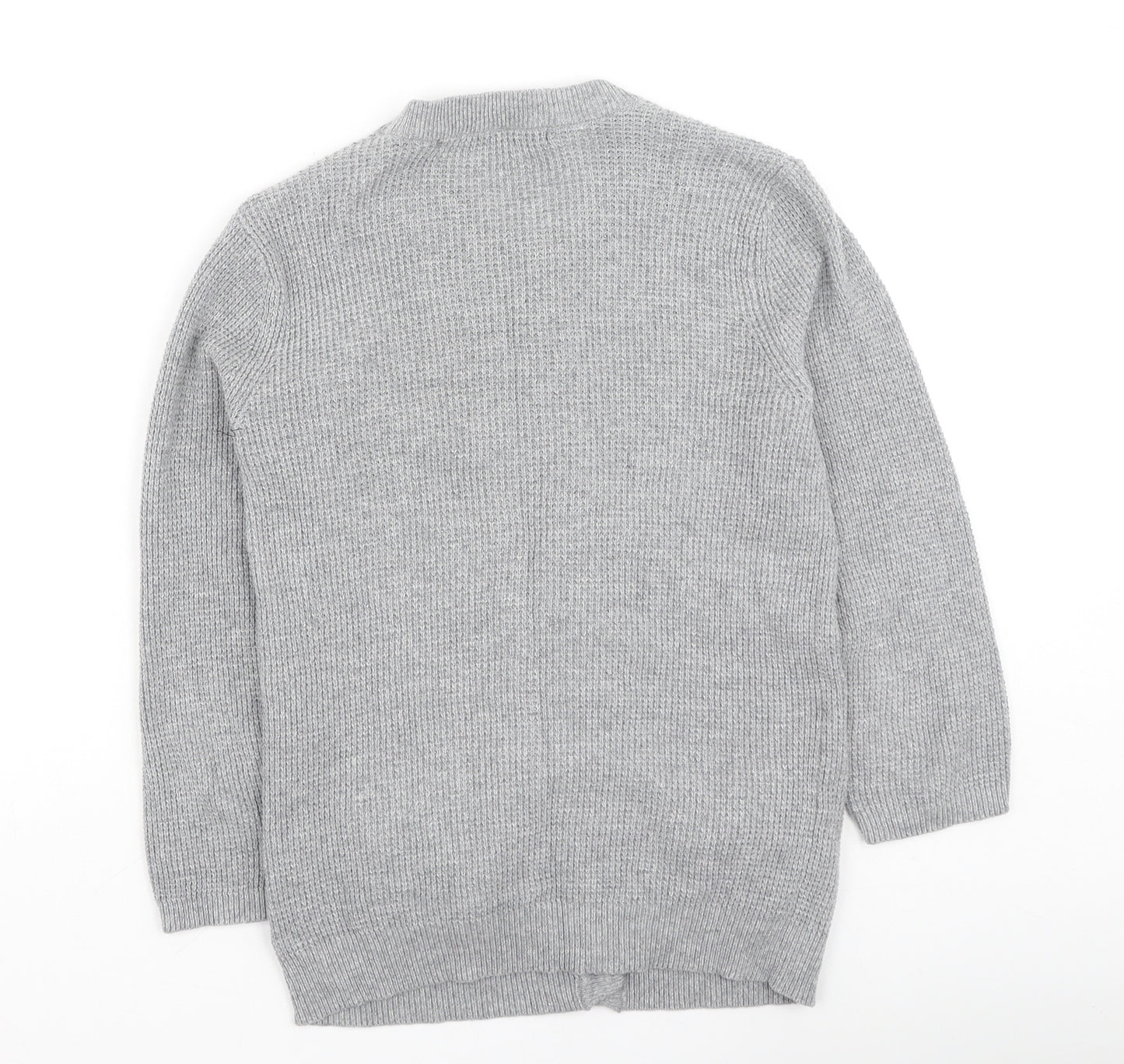 Zara Knit Womens Grey Round Neck  Polyester Cardigan Jumper Size S