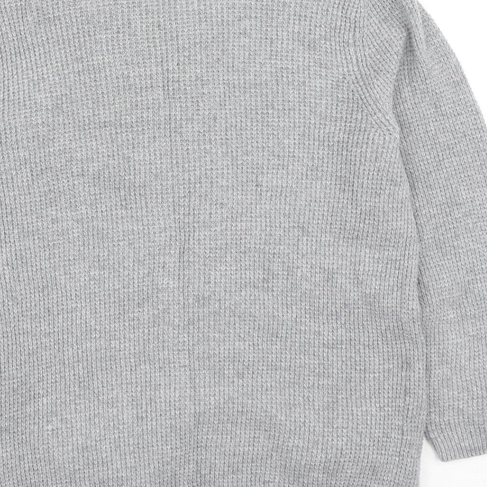 Zara Knit Womens Grey Round Neck  Polyester Cardigan Jumper Size S