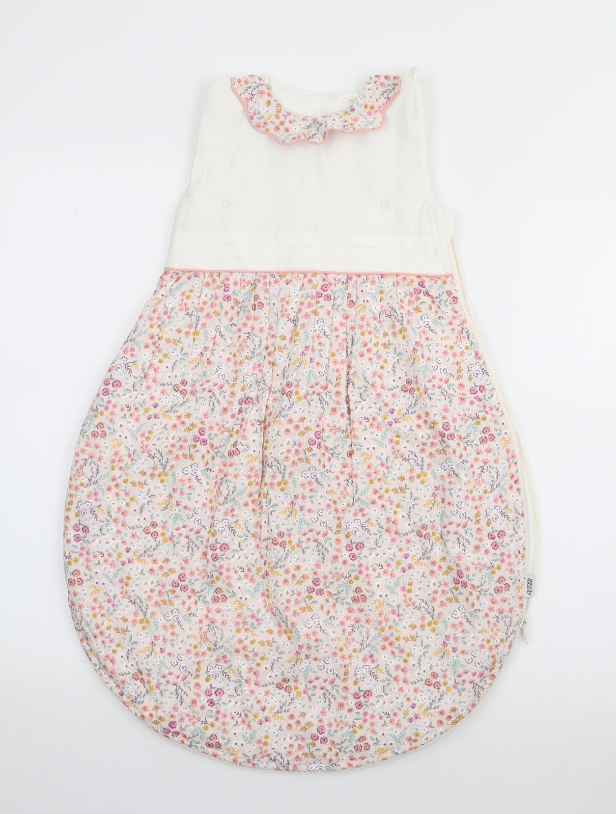 mamas & papas Girls White Floral Cotton Babygrow One-Piece Size 0-3 Months  Zip