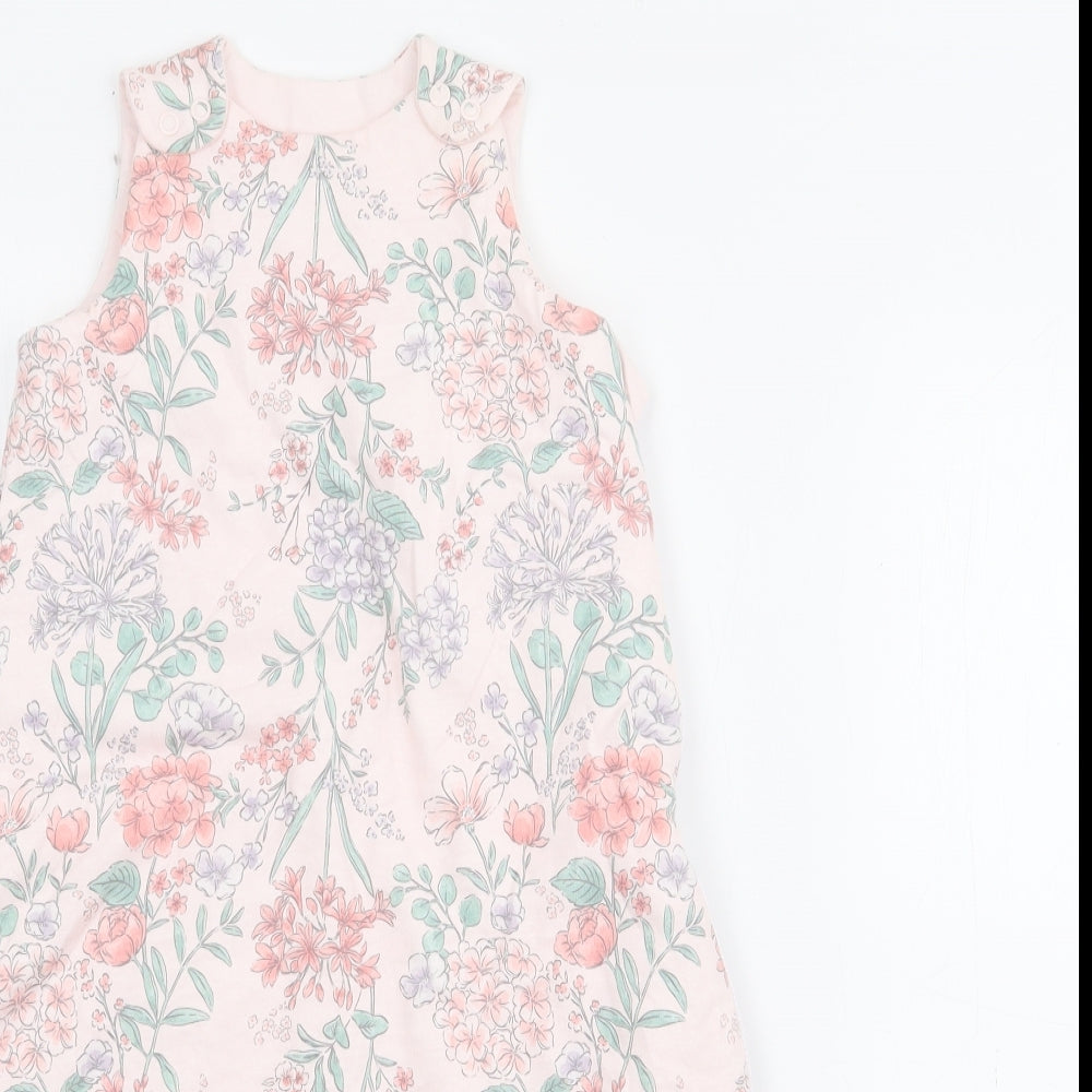 TU Girls Pink Floral Cotton Babygrow One-Piece Size 0-3 Months  Zip
