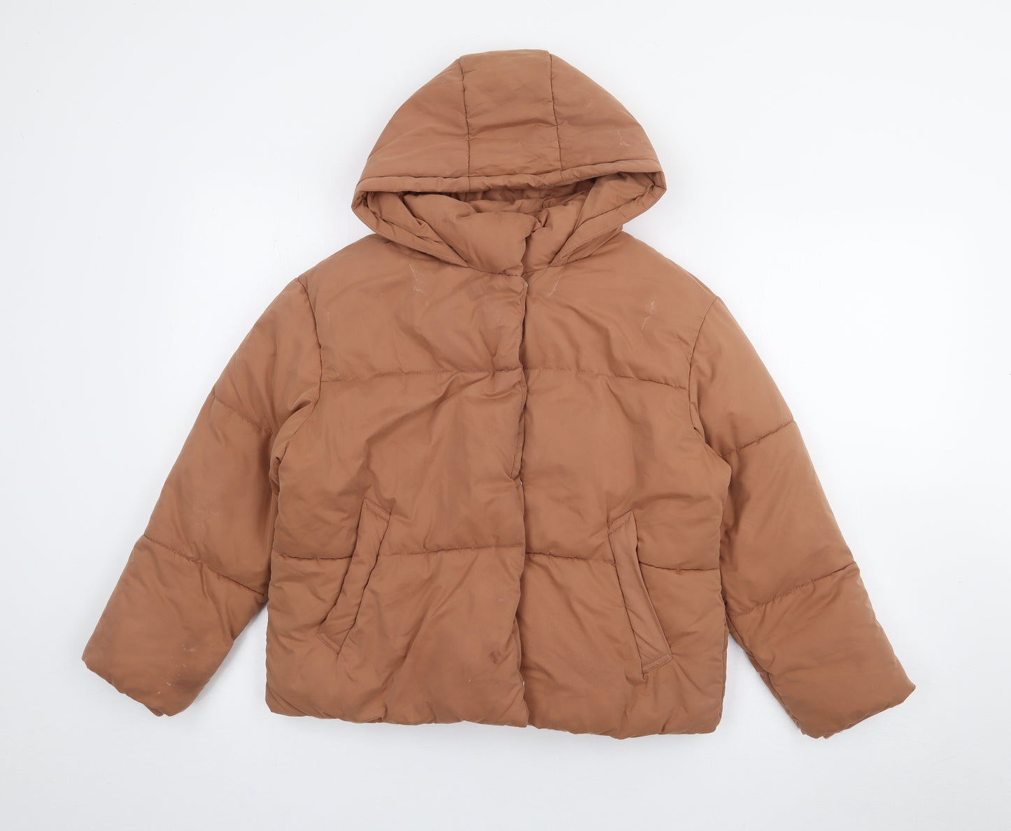 George Girls Brown   Puffer Jacket Coat Size 10-11 Years  Snap