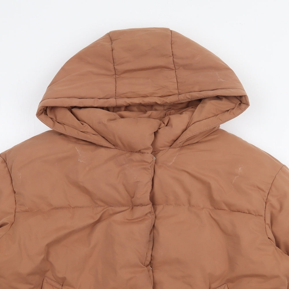 George Girls Brown   Puffer Jacket Coat Size 10-11 Years  Snap