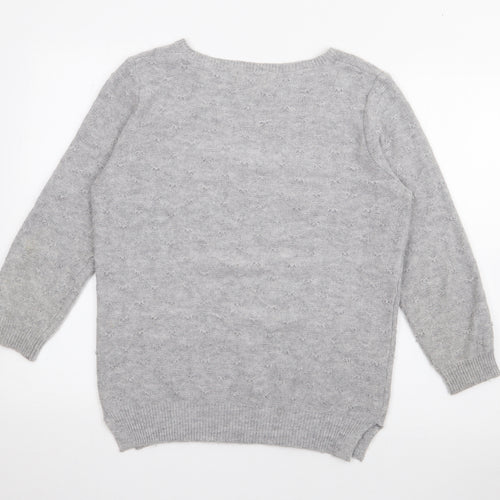 NEXT Womens Grey Boat Neck  Acrylic Pullover Jumper Size 10
